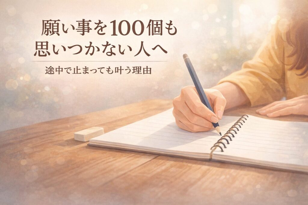 ノートに書く手が止まっているイラストです。